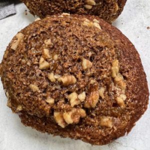 top of flax-bran-apricot-walnuts muffin